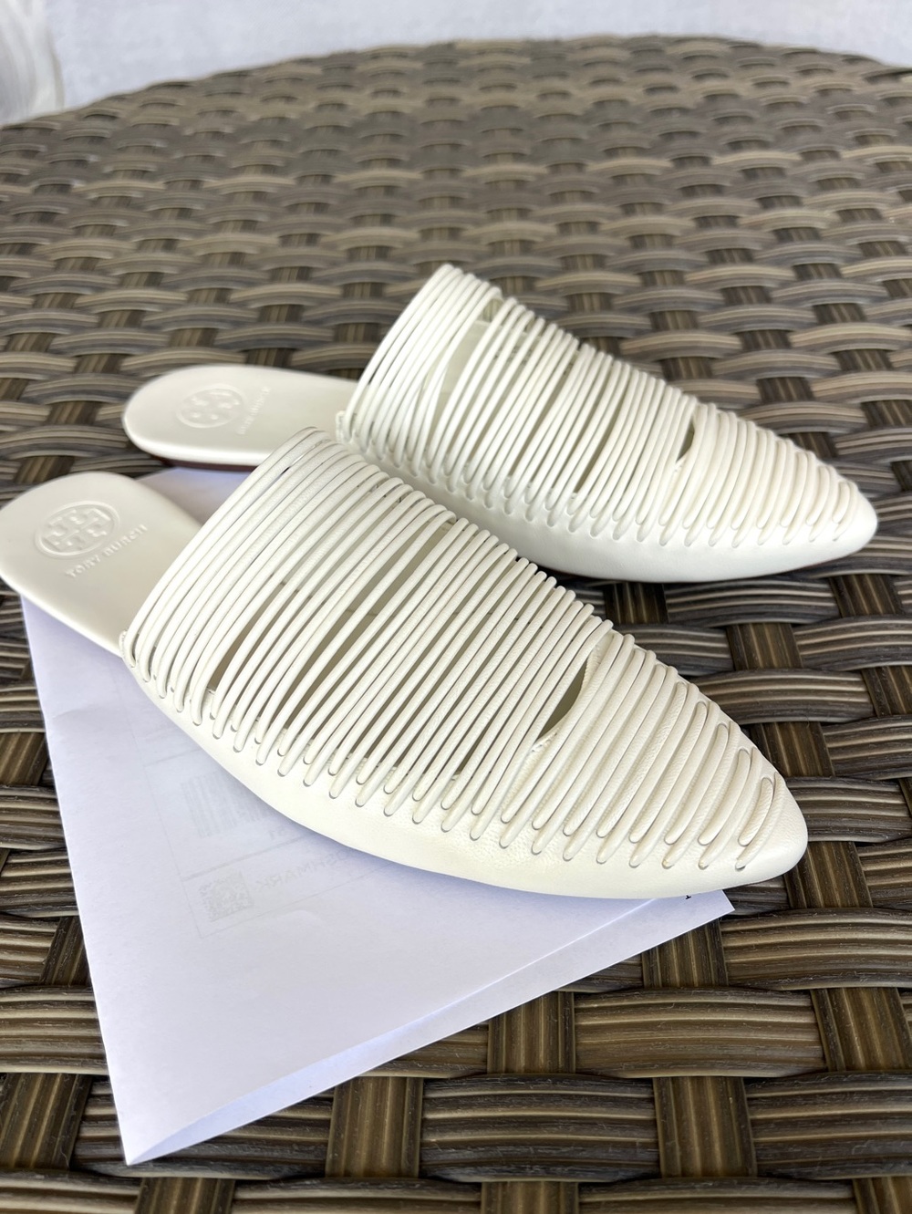 TORY BURCH Sienna flat slide leather mules white size 7 - Picture 17 of 17